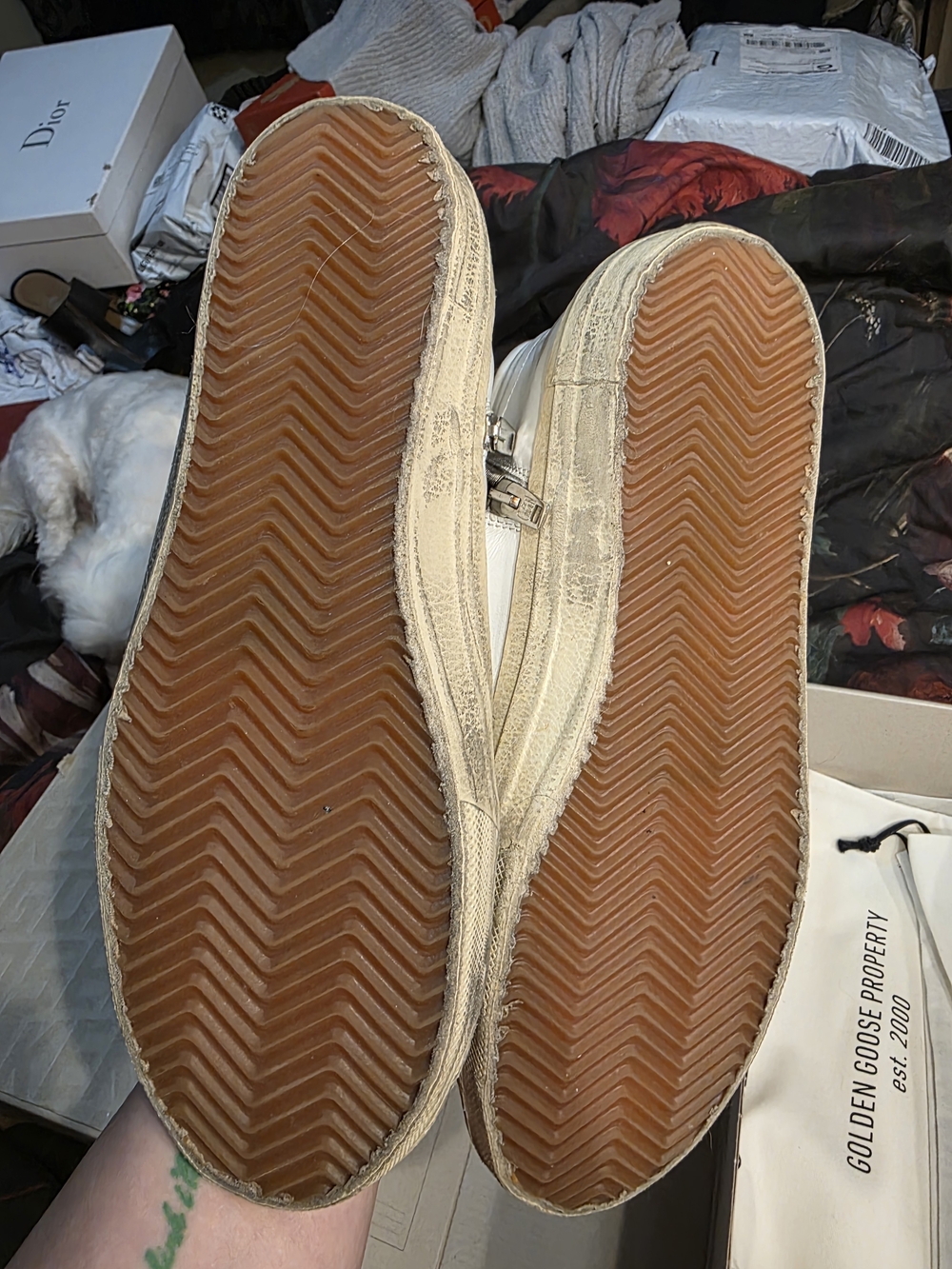 Golden Goose LMT ED White and Gray High-Top Slides - Picture 3 of 5